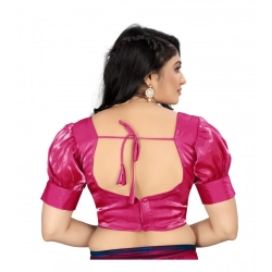 Generic Women's Organza Plain Readymade Blouse (Pink, Size: Free Size)