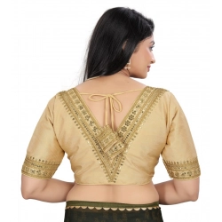 Generic Women's Banglory Embroidery Readymade Blouse (Beige, Size: Free Size)
