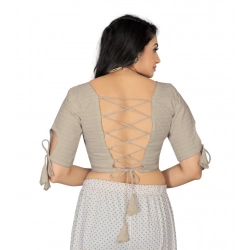 Generic Women's Cotton Thread Work Readymade Blouse (Cream, Size: Free Size)