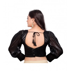 Generic Women's Organza Plain Readymade Blouse (Cream, Size: Free Size)