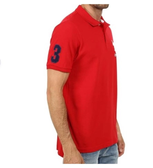 Generic Men's Casual Half sleeve Solid Cotton Polo Neck T-shirt (Red)