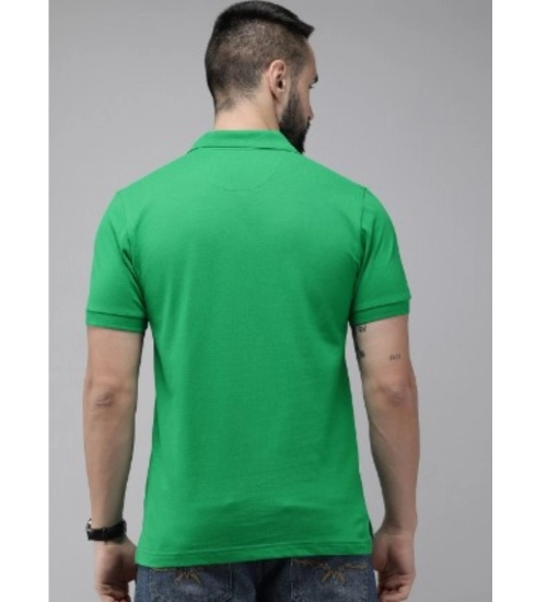 Generic Men's Casual Half sleeve Solid Cotton Polo Neck T-shirt (Green)