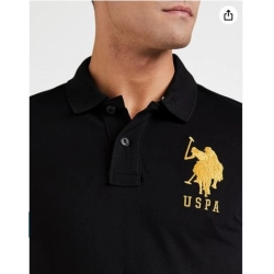 Generic Men's Casual Half sleeve Solid Cotton Polo Neck T-shirt (Black)