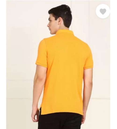 Generic Men's Casual Half sleeve Solid Cotton Polo Neck T-shirt (Yellow)