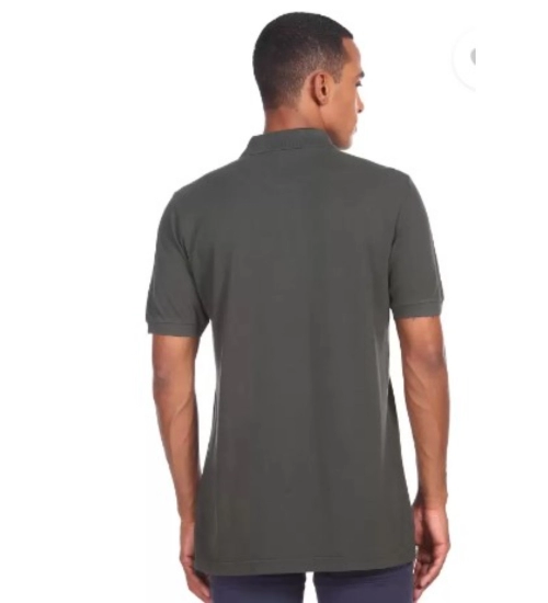 Generic Men's Casual Half sleeve Solid Cotton Polo Neck T-shirt (Dark Grey)