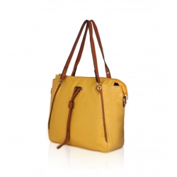 Generic Women's Faux Leather Textured Tote Bag (Yellow)