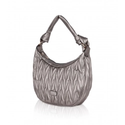 Generic Women's Faux Leather Textured Handbag (Silver Grey)