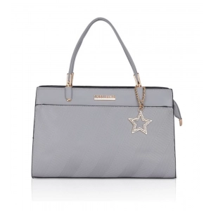 Generic Women's Faux Leather Textured Adjustable Long Belt Handbag (Grey)