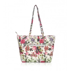 Generic Women's Faux Leather Printed Tote Bag (White Pink)