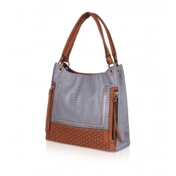 Generic Women's Faux Leather Textured Tote Bag (Blue)