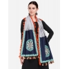 Generic Women's Cotton Embroidered Dupatta (Navyblue, Length: 0.5 to 1 Mtr)