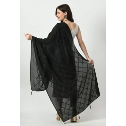Generic Women's Chanderi Self design Dupatta (Black, Length: Free Size)