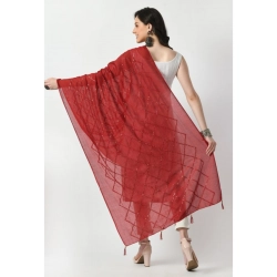 Generic Women's Chanderi Self design Dupatta (Maroon, Length: Free Size) Generic Women's Chanderi Self design Dupatta (Maroon, Length: Free Size)