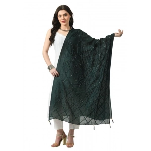 Generic Women's Chanderi Self design Dupatta (Green, Length: Free Size)