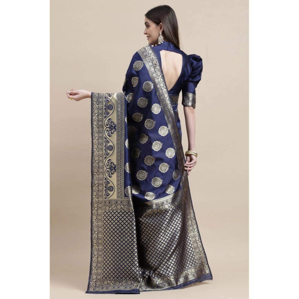 Generic Women's Kanjivaram Silk Designer Weaving Saree With Unstitched Blouse (Blue & Red, 5.50 Mtrs) Generic Women's Kanjivaram Silk Designer Weaving Saree With Unstitched Blouse (Blue & Red, 5.50 Mtrs)