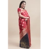 Generic Women's Kanjivaram Silk Designer Weaving Saree With Unstitched Blouse (Red,Blue, 5.50 Mtrs)
