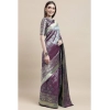 Generic Women's Banarasi Silk Designer Weaving Saree With Unstitched Blouse (Purple, 5.50 Mtrs)