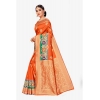 Generic Women's Banarasi Silk Designer Weaving Saree With Unstitched Blouse (Orange, 5.50 Mtrs)