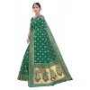 Generic Women's Banarasi Silk Designer Weaving Saree With Unstitched Blouse (Green, 5.50 Mtrs)