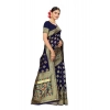 Generic Women's Banarasi Silk Designer Weaving Saree With Unstitched Blouse (Blue, 5.50 Mtrs)