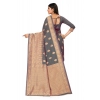 Generic Women's Banarasi Silk Designer Weaving Saree With Unstitched Blouse (Grey, 5.50 Mtrs)