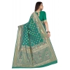 Generic Women's Banarasi Silk Designer Weaving Saree With Unstitched Blouse (Green, 5.50 Mtrs)