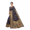 Generic Women's Banarasi Silk Designer Weaving Saree With Unstitched Blouse (Blue, 5.50 Mtrs)