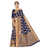 Generic Women's Banarasi Silk Designer Weaving Saree With Unstitched Blouse (Blue, 5.50 Mtrs)
