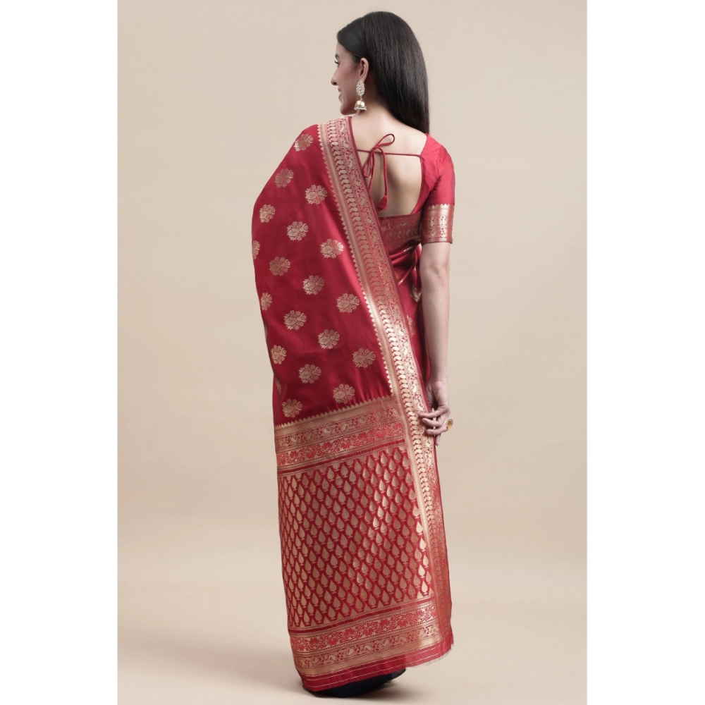 Generic Women's Kanjivaram Silk Designer Weaving Saree With Unstitched Blouse (Red,Blue, 5.50 Mtrs) Generic Women's Kanjivaram Silk Designer Weaving Saree With Unstitched Blouse (Red,Blue, 5.50 Mtrs)