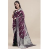 Generic Women's Banarasi Silk Designer Weaving Saree With Unstitched Blouse (Purple, 5.50 Mtrs)