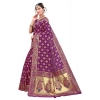 Generic Women's Banarasi Silk Designer Weaving Saree With Unstitched Blouse (Purple, 5.50 Mtrs)