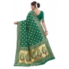 Generic Women's Banarasi Silk Designer Weaving Saree With Unstitched Blouse (Green, 5.50 Mtrs)
