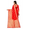 Generic Women's Banarasi Silk Designer Weaving Saree With Unstitched Blouse (Red, 5.50 Mtrs)
