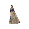 Generic Women's Banarasi Silk Designer Weaving Saree With Unstitched Blouse (Blue, 5.50 Mtrs)