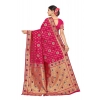 Generic Women's Banarasi Silk Designer Weaving Saree With Unstitched Blouse (Pink, 5.50 Mtrs)