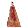 Generic Women's Banarasi Silk Designer Weaving Saree With Unstitched Blouse (Red, 5.50 Mtrs)