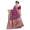 Generic Women's Banarasi Silk Designer Weaving Saree With Unstitched Blouse (Purple, 5.50 Mtrs)