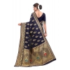 Generic Women's Banarasi Silk Designer Weaving Saree With Unstitched Blouse (Blue, 5.50 Mtrs)