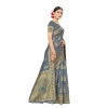 Generic Women's Banarasi Silk Designer Weaving Saree With Unstitched Blouse (Grey, 5.50 Mtrs)