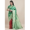 Generic Women's Kanjivaram Silk Designer Weaving Saree With Unstitched Blouse (Green &amp; Red, 5.50 Mtrs)