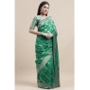 Generic Women's Banarasi Silk Designer Weaving Saree With Unstitched Blouse (Green, 5.50 Mtrs)