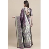 Generic Women's Banarasi Silk Designer Weaving Saree With Unstitched Blouse (Purple, 5.50 Mtrs)