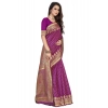 Generic Women's Banarasi Silk Designer Weaving Saree With Unstitched Blouse (Purple, 5.50 Mtrs)