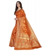 Generic Women's Banarasi Silk Designer Weaving Saree With Unstitched Blouse (Orange, 5.50 Mtrs)