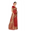 Generic Women's Banarasi Silk Designer Weaving Saree With Unstitched Blouse (Red, 5.50 Mtrs)