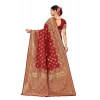 Generic Women's Banarasi Silk Designer Weaving Saree With Unstitched Blouse (Red, 5.50 Mtrs)