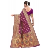 Generic Women's Banarasi Silk Designer Weaving Saree With Unstitched Blouse (Purple, 5.50 Mtrs)