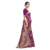 Generic Women's Banarasi Silk Designer Weaving Saree With Unstitched Blouse (Purple, 5.50 Mtrs)