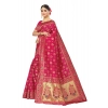 Generic Women's Banarasi Silk Designer Weaving Saree With Unstitched Blouse (Pink, 5.50 Mtrs)