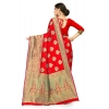 Generic Women's Banarasi Silk Designer Weaving Saree With Unstitched Blouse (Red, 5.50 Mtrs)